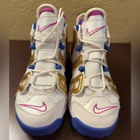 Nike Uptempo Sneakers with Gold and Blue Accents - Picture 6 of 9